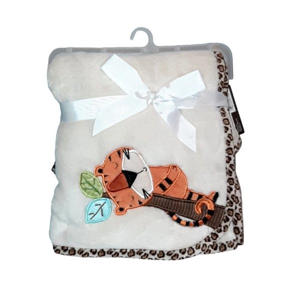 2016 Lambs & Ivy Treetop Buddies Sleeping Tiger Soft Baby Blanket 30" X 40" NEW - Picture 1 of 4
